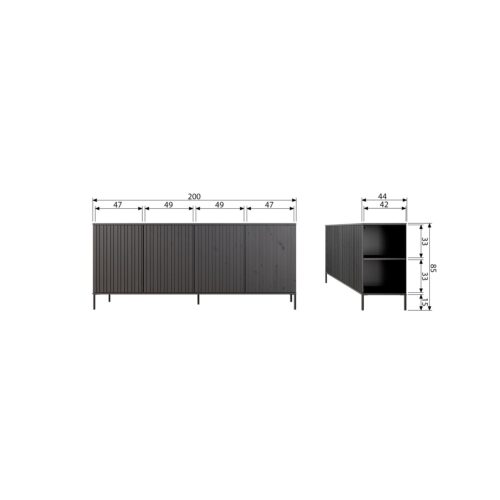 Dressoir New Gravure 200cm - Dust - Afbeelding 9