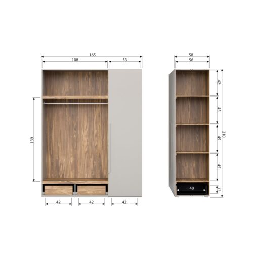 Kledingkast Rens kleur Pebble Grey - 3drs - Afbeelding 9