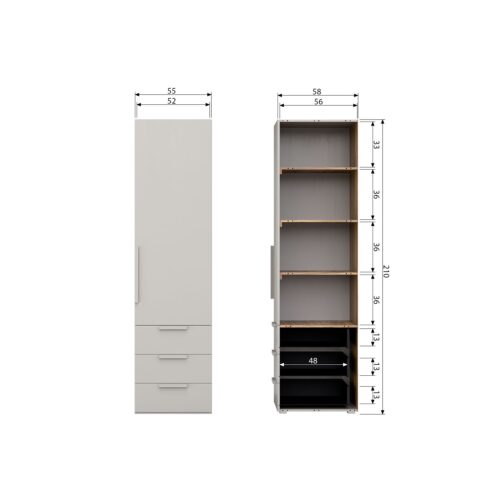 Kledingkast Rens kleur Pebble Grey - 1drs - Afbeelding 9