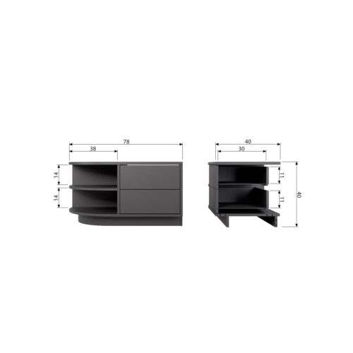 TV-meubel Finca Links Mat zwart 78cm - Afbeelding 5
