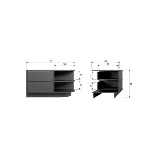TV-meubel Finca Rechts Mat zwart 78cm - Afbeelding 10