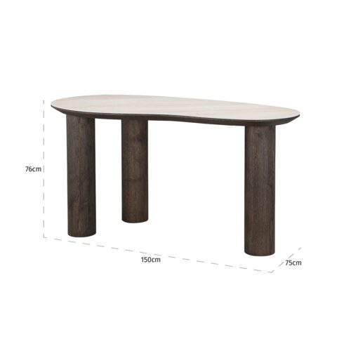 Organische Bureau Ritz Travertin - 150 x 75 cm - Afbeelding 3