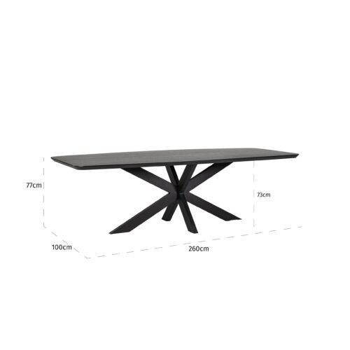 Deens Ovale Eettafel Bonvoy Eiken 260 x 100 cm - Zwart - Afbeelding 3