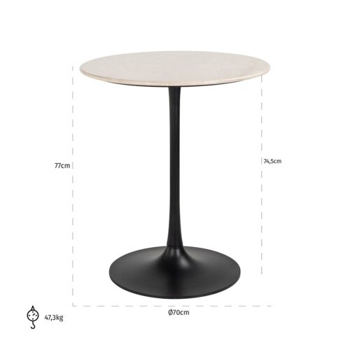 Ronde Bistrotafel Tavolo Marmer - Ø70 cm - Afbeelding 3