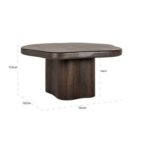 Organische Eettafel Sherman 152 x 152 cm - Bruin - Afbeelding 3