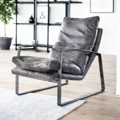 Fauteuil Lex - Antraciet vintage leer - Afbeelding 40