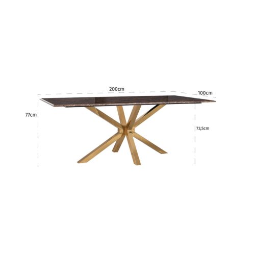 Eettafel Conrad Faux Marmer 200 x 100 cm - Goud - Afbeelding 5