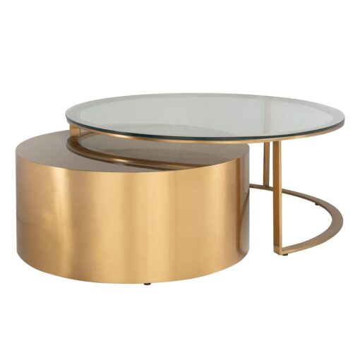 Ronde Glazen Salontafel Orlan  Set van 2 stuks - Goud