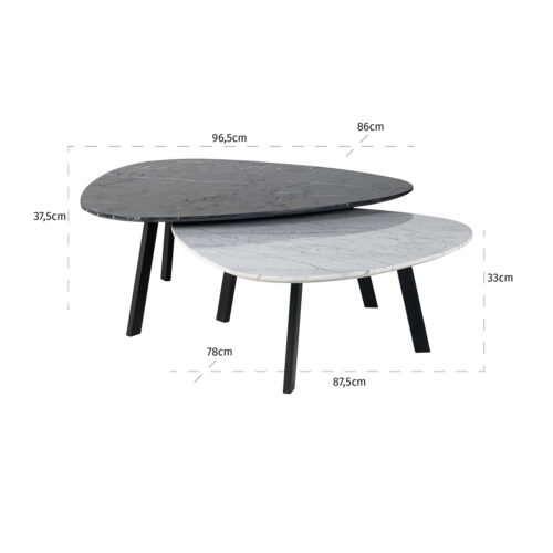 Organische Salontafel Trocadero Marmer - Set van 2 stuks - Afbeelding 3