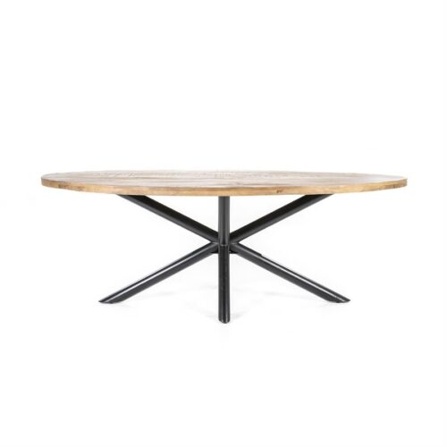 Ovale Eettafel Oscar mangohout met kruispoot Naturel 200cm - Afbeelding 13