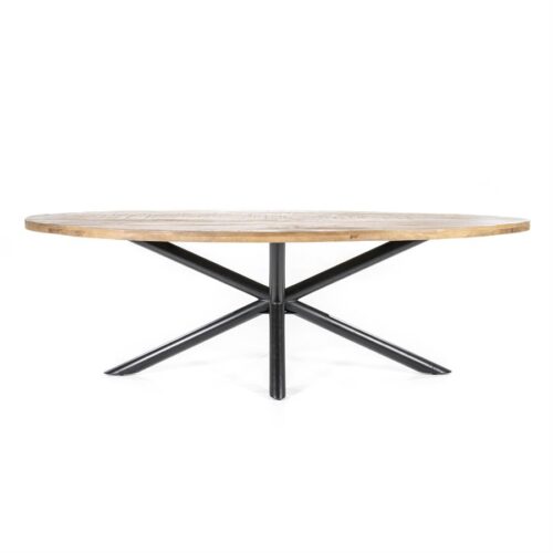 Ovale Eettafel Oscar mangohout met kruispoot Naturel 200cm - Afbeelding 14