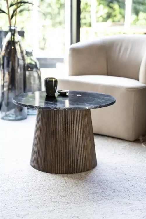 Ronde Bijzettafel Maxim Mangohout Marmer 60cm - Afbeelding 13