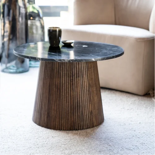 Ronde Bijzettafel Maxim Mangohout Marmer 60cm - Afbeelding 14