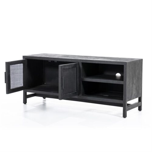 TV-meubel Vic Mangohout Webbing 130cm - Zwart (showroom model) - Afbeelding 18