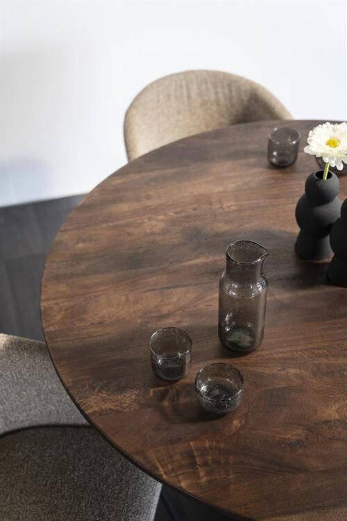 Ronde Eettafel Aron Mangohout Bruin - 130cm - Afbeelding 19
