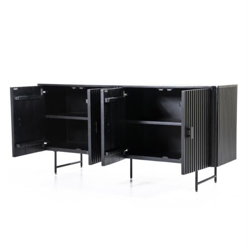 Dressoir Remi Mangohout en Metaal 170cm - Zwart - Afbeelding 23