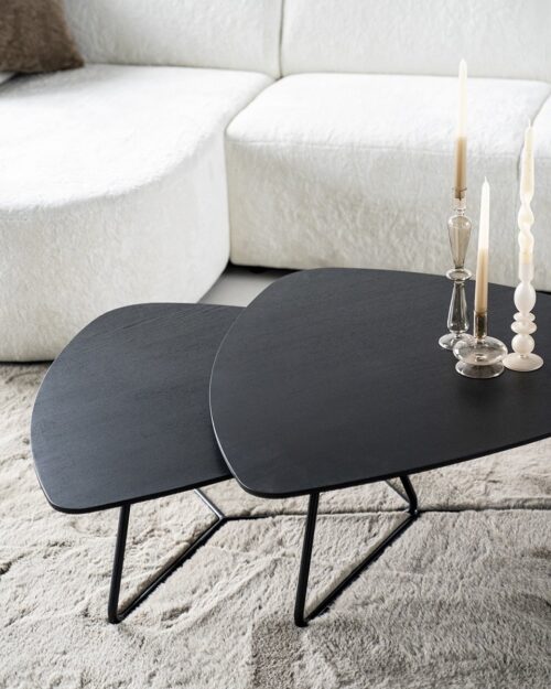 Organische Salontafel Moos Eikenhout 85 x 95 cm - Zwart - Afbeelding 13