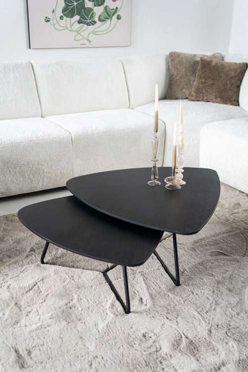 Organische Salontafel Moos Eikenhout 75 x 85 cm - Zwart - Afbeelding 12