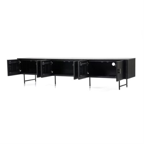 TV-meubel Remi Mangohout en Metaal 250 cm - Zwart - Afbeelding 18