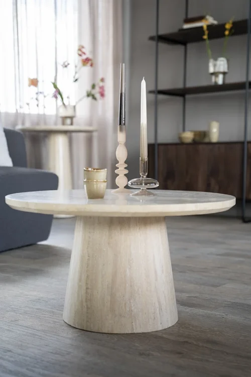 Ronde Salontafel Aime Travertin 70 x 38 cm - Afbeelding 13