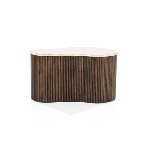Salontafel Mari Mangohout en Travertin 70 x 47 cm - Afbeelding 18