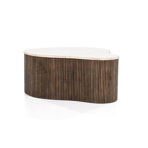 Salontafel Mari Mangohout en Travertin 83 x 72 cm - Afbeelding 14