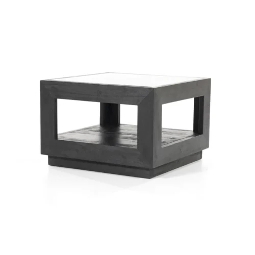 Salontafel Liam Mangohout en Glas - Zwart 60 x 60 cm - Afbeelding 16