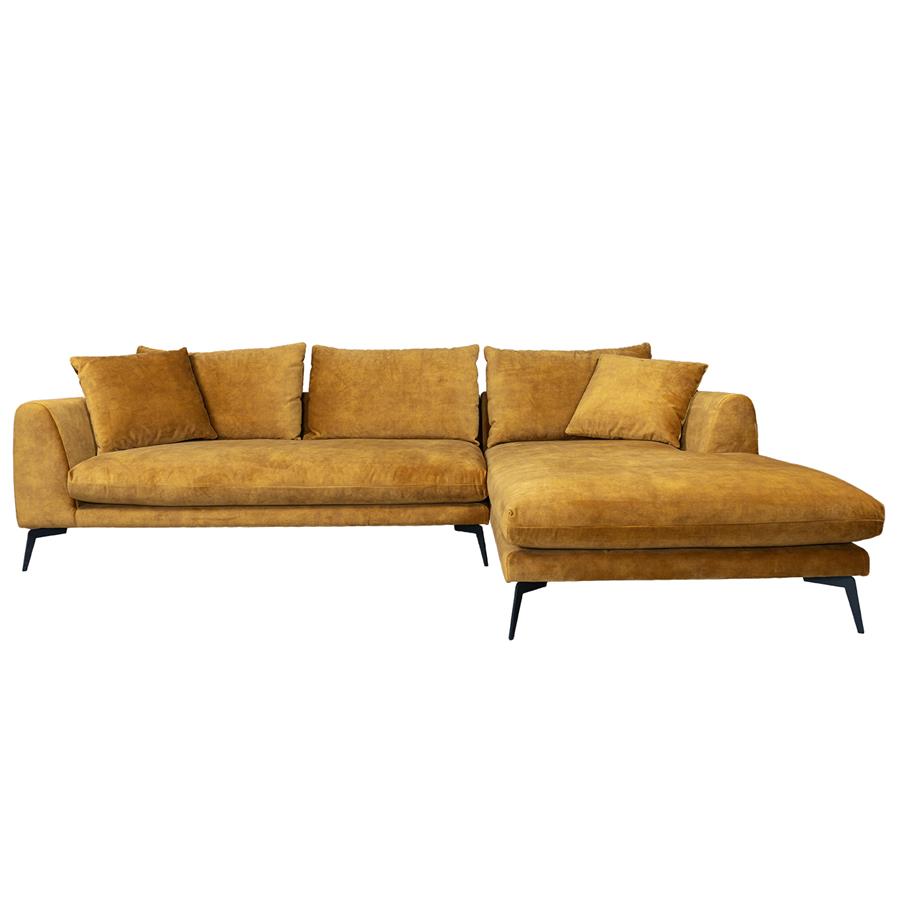 2,5-zits Loungebank Nottingham Velvet - Mosterdgeel (Lounge Rechts)
