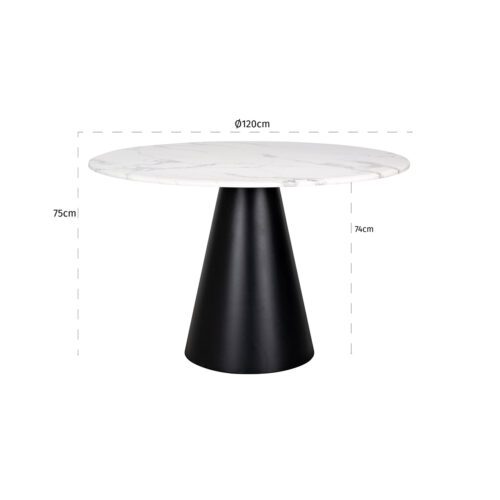 Ronde Eettafel Degas Faux Marmer Ø120 cm - Wit - Afbeelding 4