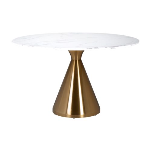 Ronde Eettafel Tenille Faux Marmer Ø130 cm - Goud
