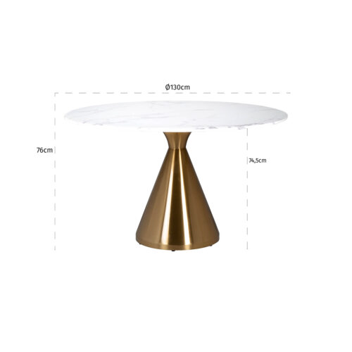 Ronde Eettafel Tenille Faux Marmer Ø130 cm - Goud - Afbeelding 2