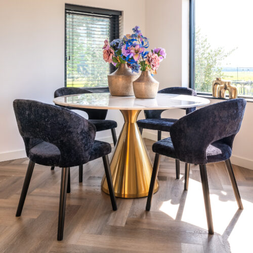 Ronde Eettafel Tenille Faux Marmer Ø130 cm - Goud - Afbeelding 6