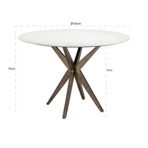 Ronde Eettafel Maisy Marmer Ø 114 cm - Wit - Afbeelding 3