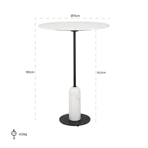 Ronde Bartafel Jagger Marmer - Ø75 cm - Afbeelding 3