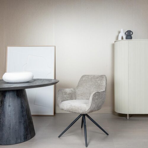 Draaibare Eetkanerstoel Fondo Chenille - Taupe - Afbeelding 4