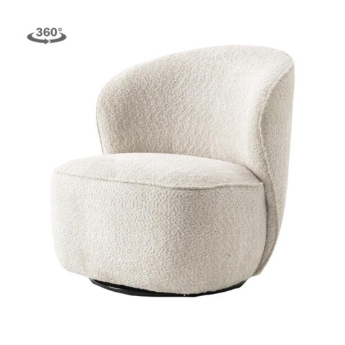 Draaifauteuil Belvi Chenille kleur Crème