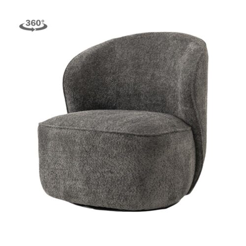 Draaifauteuil Belvi Chenille kleur Donkergrijs