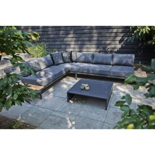 Bari loungeset aluminium polywood incl kussens donkergrijs - Afbeelding 2