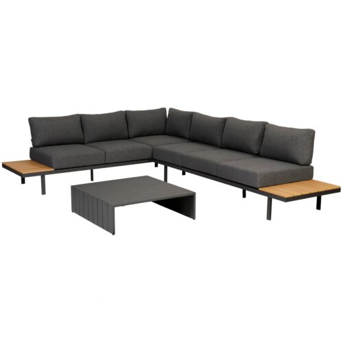 Bari loungeset aluminium polywood incl kussens donkergrijs