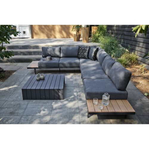 Bari loungeset aluminium polywood incl kussens donkergrijs - Afbeelding 3