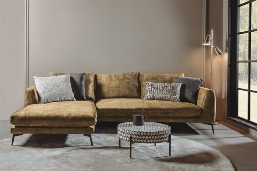 2,5-zits Loungebank Nottingham Velvet - Mosterdgeel (Lounge Links) - Afbeelding 2
