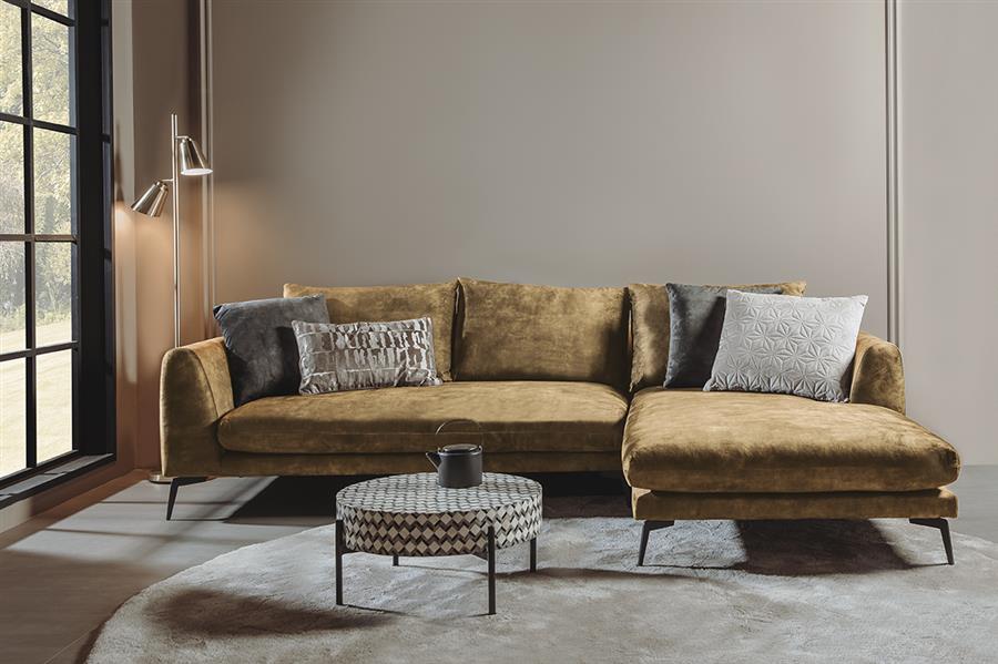 2,5-zits Loungebank Nottingham Velvet - Mosterdgeel (Lounge Rechts) - Afbeelding 2