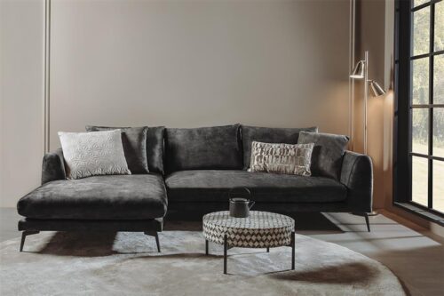 2,5-zits Loungebank Nottingham Velvet - Antraciet (Lounge Links) - Afbeelding 2