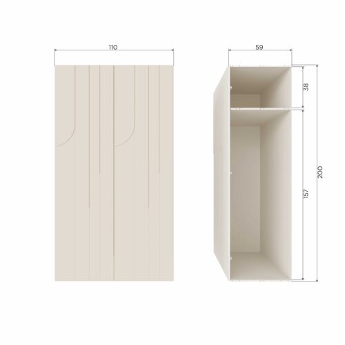 Kledingkast Rain 2-deurs, kleur Dust - Afbeelding 8