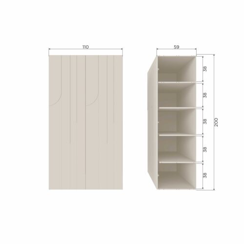 Opbergkast Rain 2-deurs 200 x 110cm, kleur Dust - Afbeelding 8