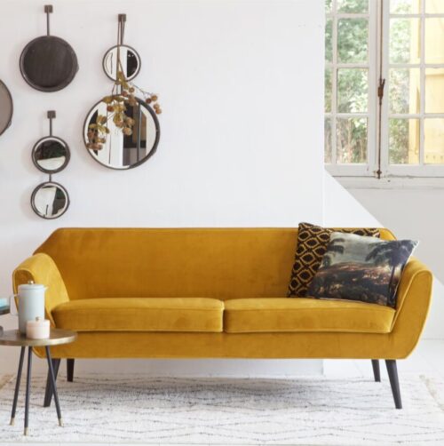 Rocco sofa 187 cm fluweel oker