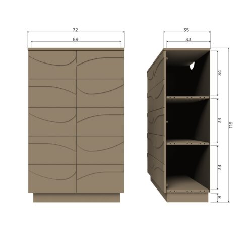 Opbergkast Teo 116 x 72cm, kleur Mud - Afbeelding 10