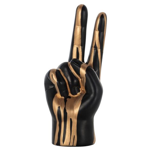 Decoratie Hand Peace kleur Zwart/Goud