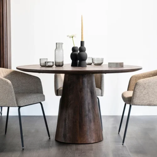 Ronde Eettafel Aron Mangohout Bruin - 130cm - Afbeelding 15