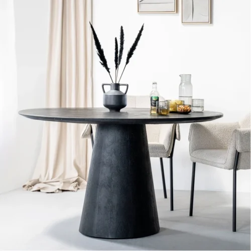 Ronde Eettafel Aron Mangohout Zwart - 130cm - Afbeelding 7
